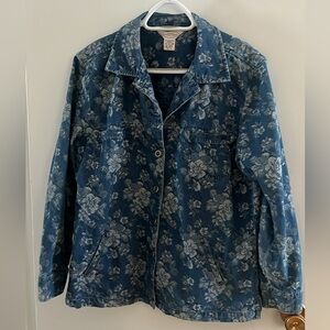 Northern Reflections floral embroidered Jean shirt jacket size XL